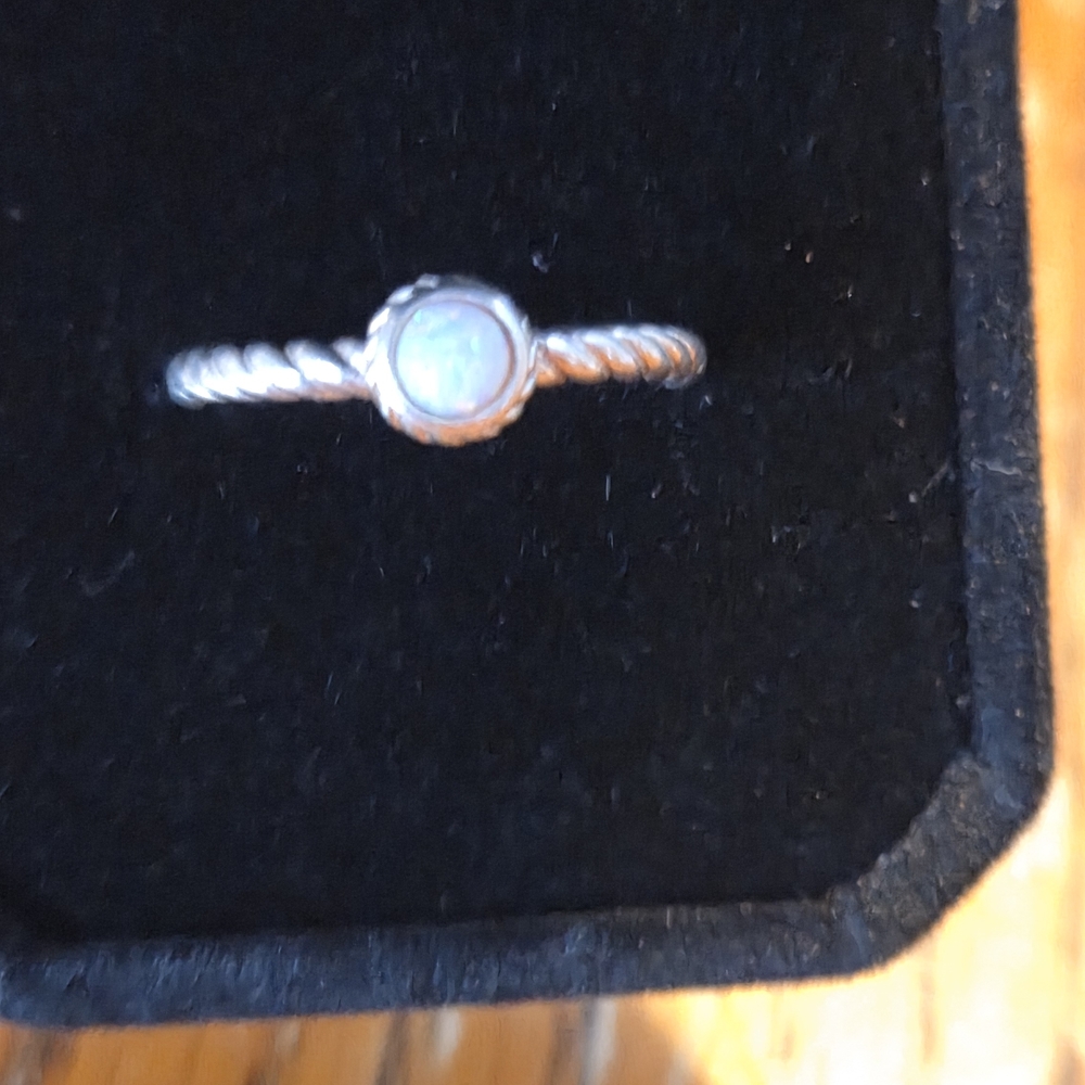 Sterling Silver Opal Twist Band Ring - White Opal